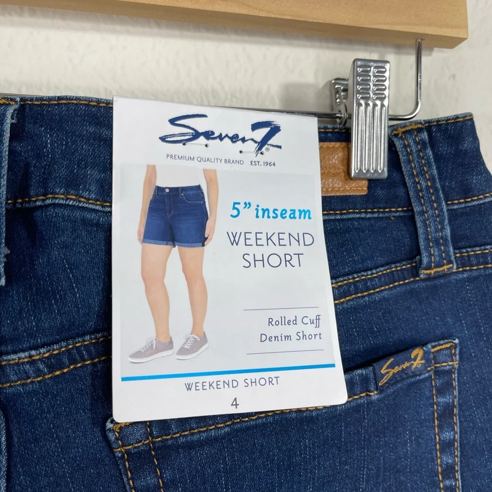 Seven7 Women Weekend Rolled Cuff Stretch Jean Short Color Blue Size 4;6;…